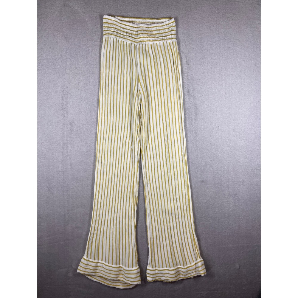Billabong Womens Striped Smocked Wide Leg Beach Pants Swim Coverup Size Medium